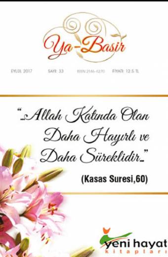 Ya Basir Dergisi 33. Sayı Eylül 2017 Yeni Hayat Kitapları
